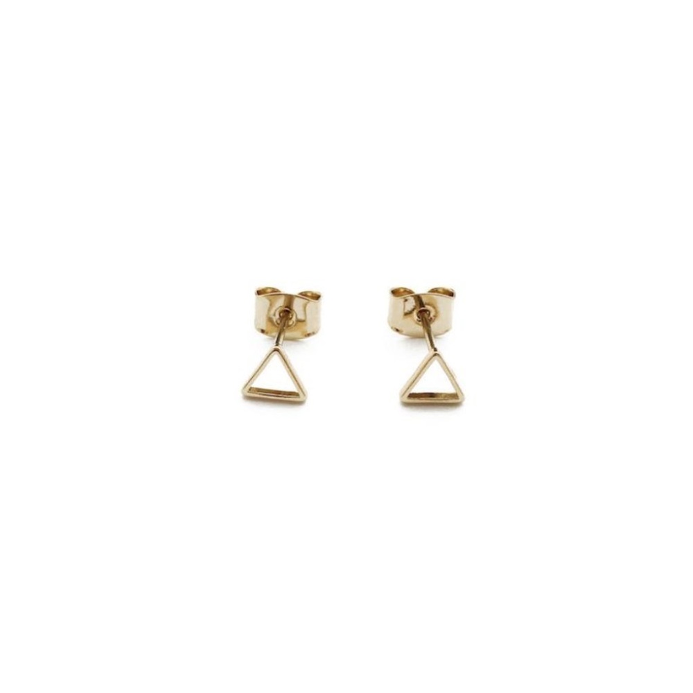 Honeycat Outline Triangle Stud Earrings in Gold